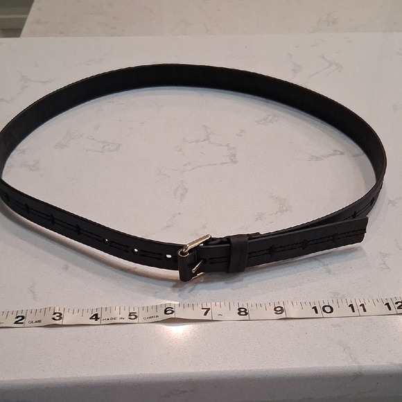 Cole Haan Black Belt with Sleek Silver Buckle. - Picture 1 of 3
